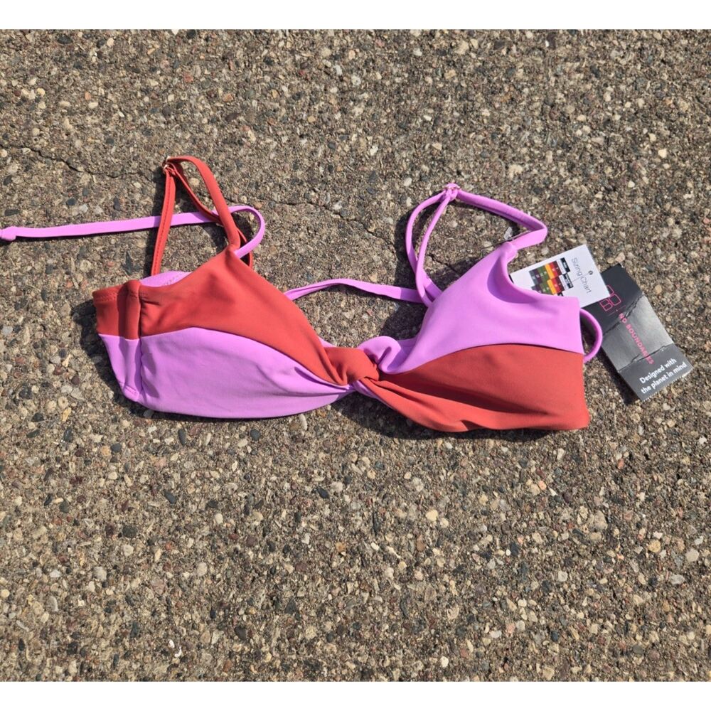Women's Two Toned Sunset Criss Cross Summer Bikini Swimsuit Top Small